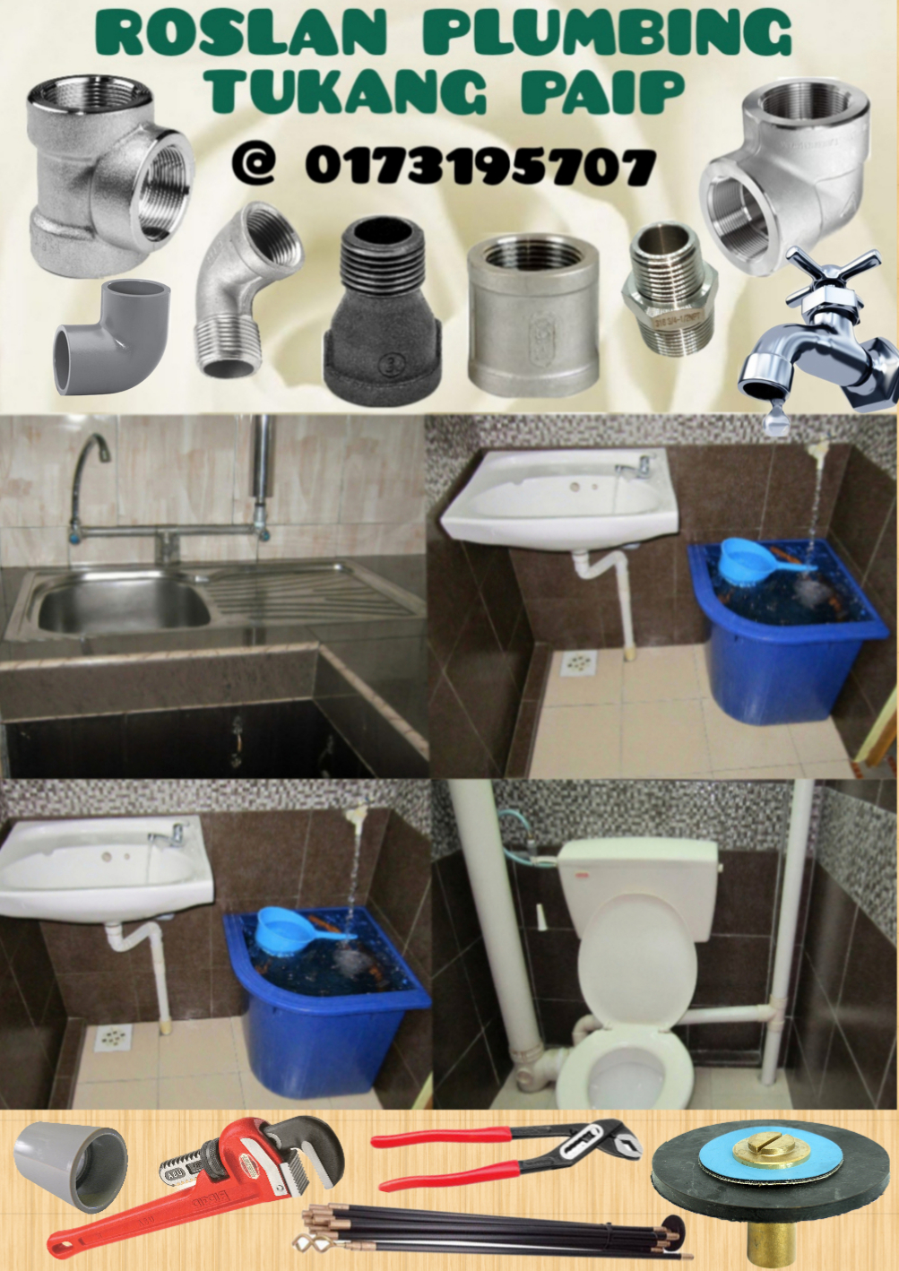 Roslan installing a wash basin and toilet cistern with new pipe fittings on a real job