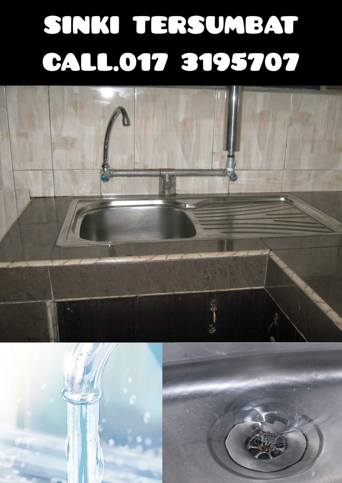 Kitchen sink unblocked with water running freely again